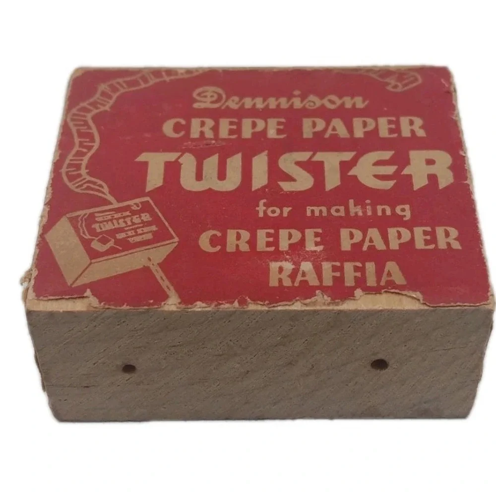 Vintage Dennison Wooden Wood Block Crepe Raffia Paper‎ Twister 1/1 on Ebay